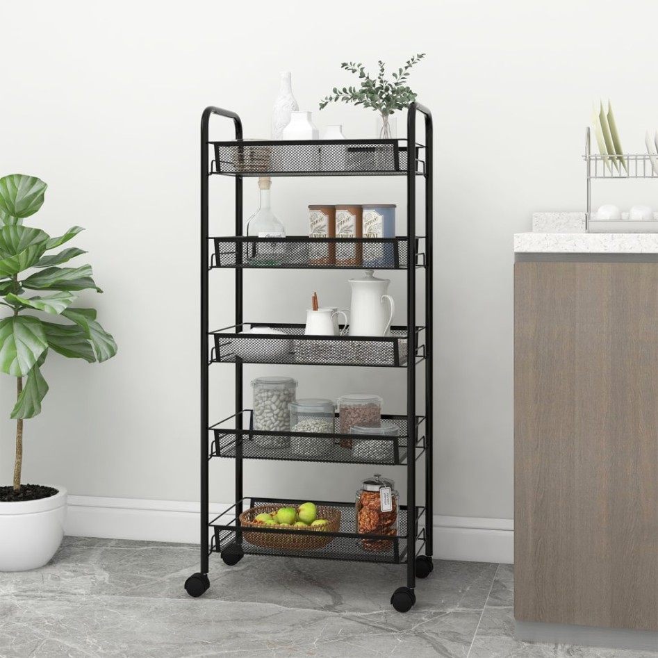 Carrito de cocina 5 niveles hierro negro 46x26x105