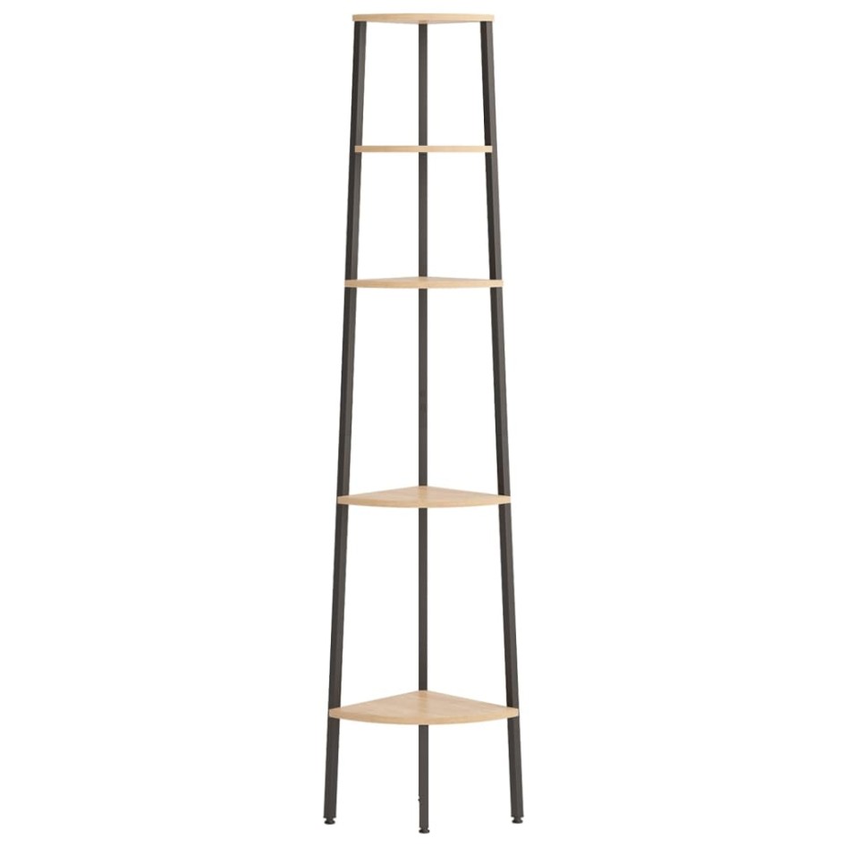 Estantería esquina 5 baldas marrón claro negro 45,5x31,5x180