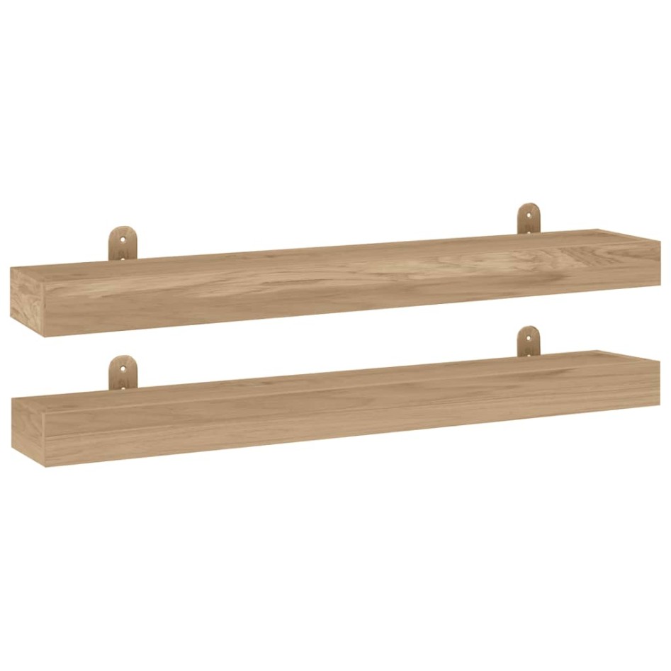 Estantes de pared 2 unidades madera maciza de teca 90x15x4