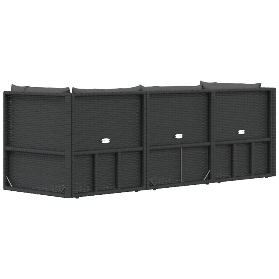 Set de muebles de jardín 3 pzas y cojines ratán sintético