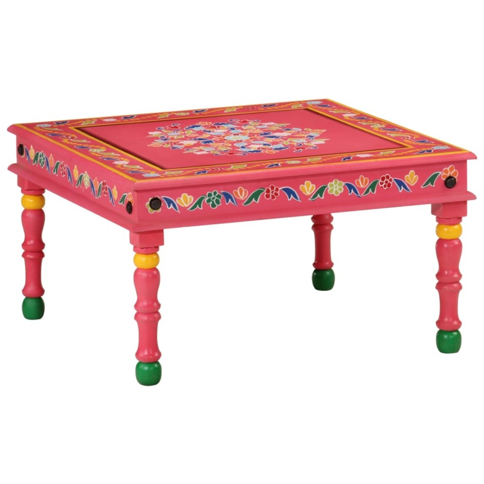 Mesa de centro madera maciza de mango rosa pintada a