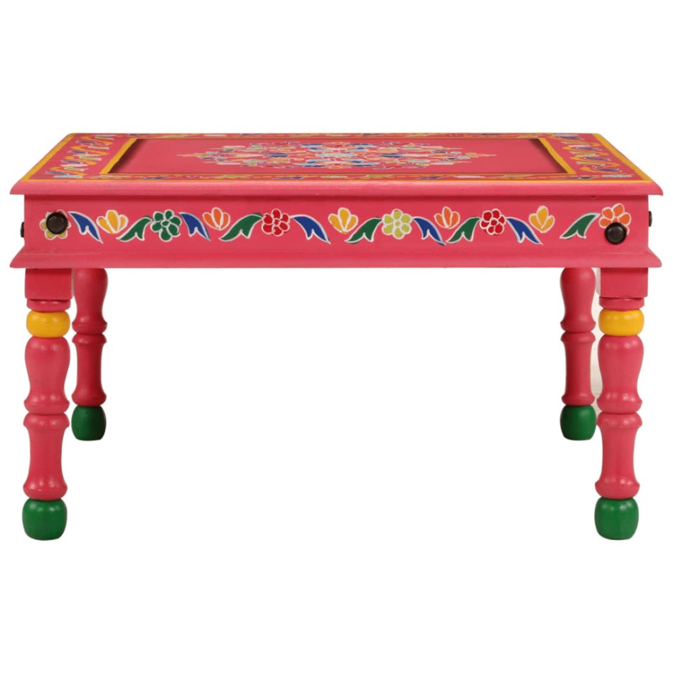 Mesa de centro madera maciza de mango rosa pintada a