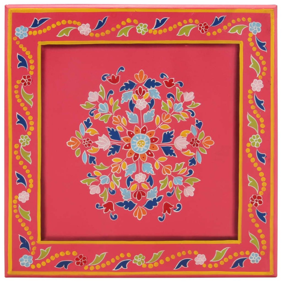 Mesa de centro madera maciza de mango rosa pintada a