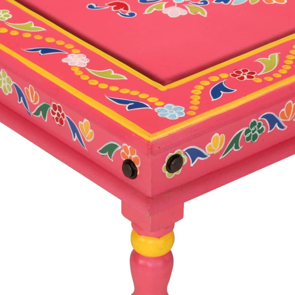 Mesa de centro madera maciza de mango rosa pintada a