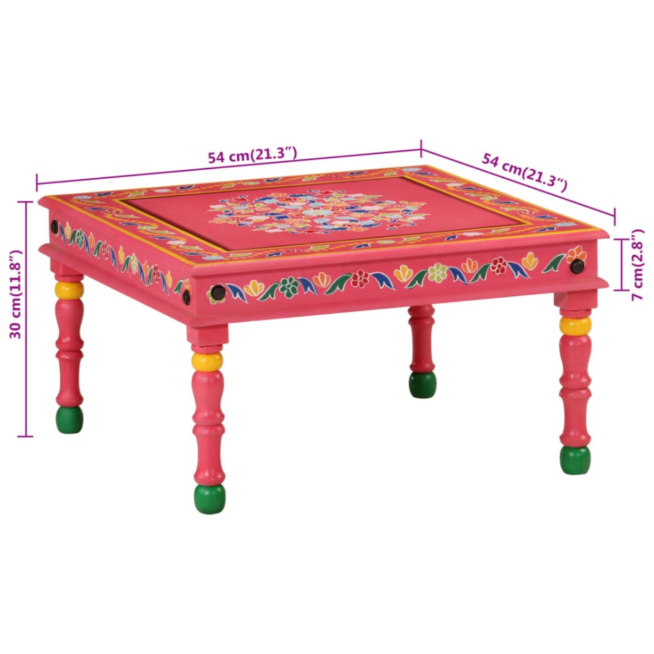 Mesa de centro madera maciza de mango rosa pintada a