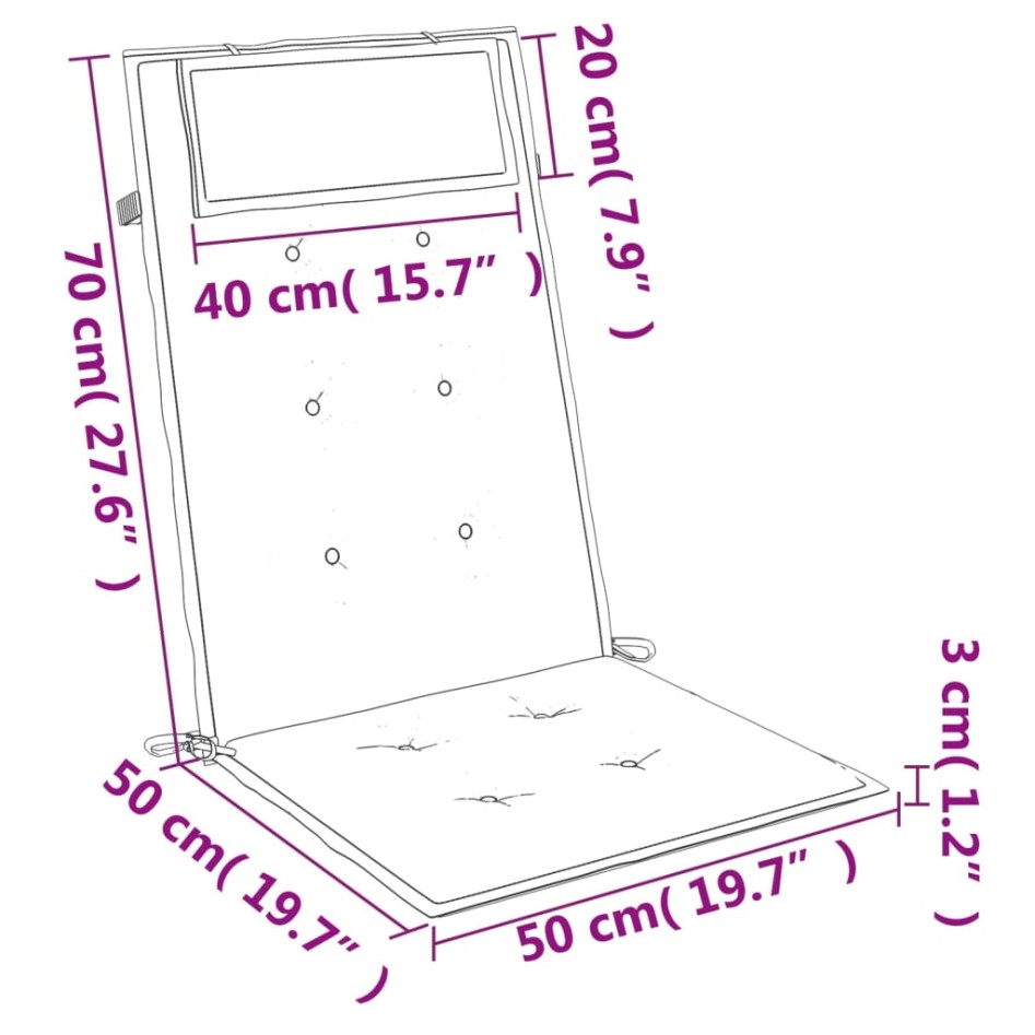 Cojines de silla respaldo alto 6 uds tela Oxford color