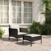Set de muebles de jardín 2 pzas y cojines ratán sintético negro