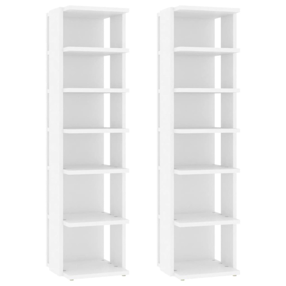 Muebles zapateros 2 uds contrachapada blanco 27,5x27x102