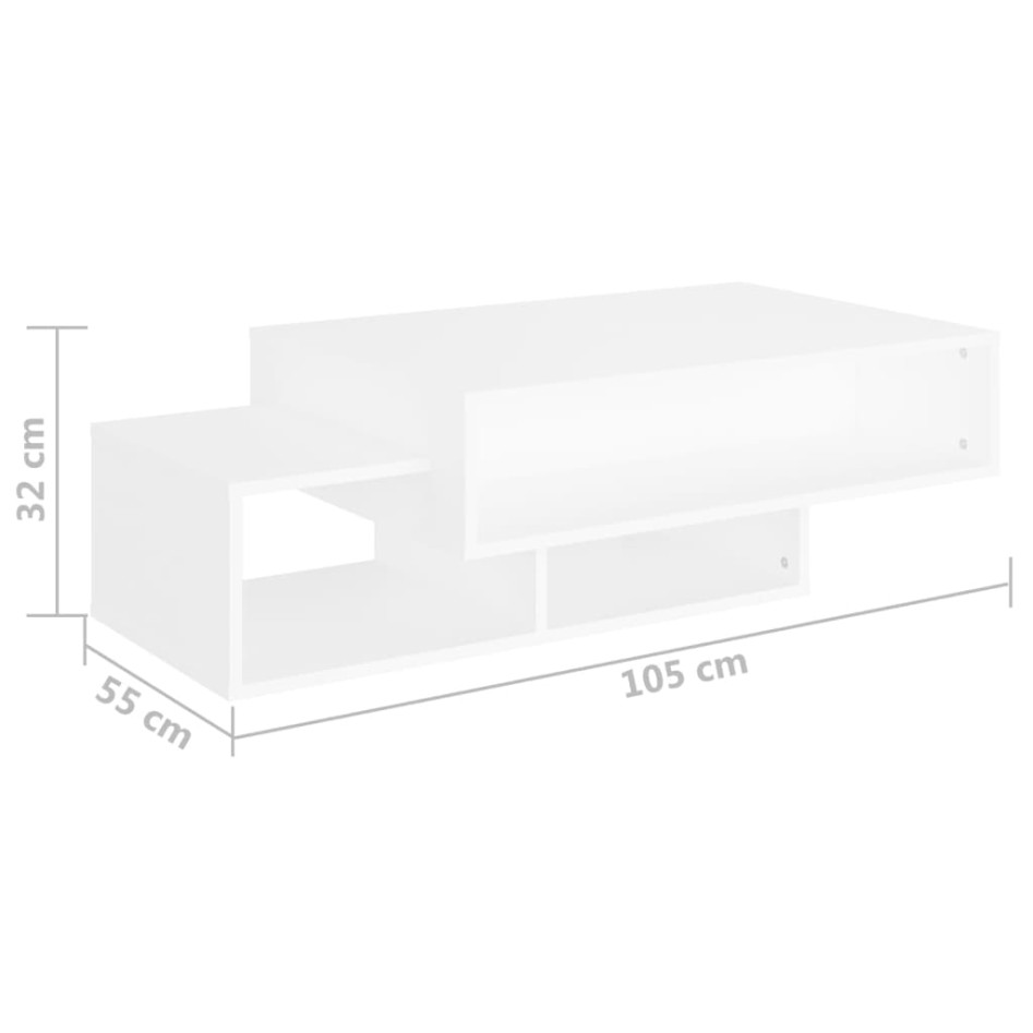 Mesa de centro madera contrachapada blanco 105x55x32