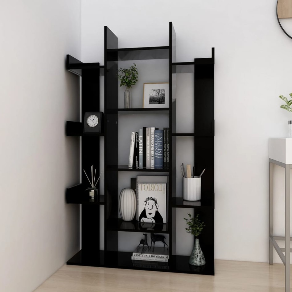 Librería de madera contrachapada negro 86x25,5x140