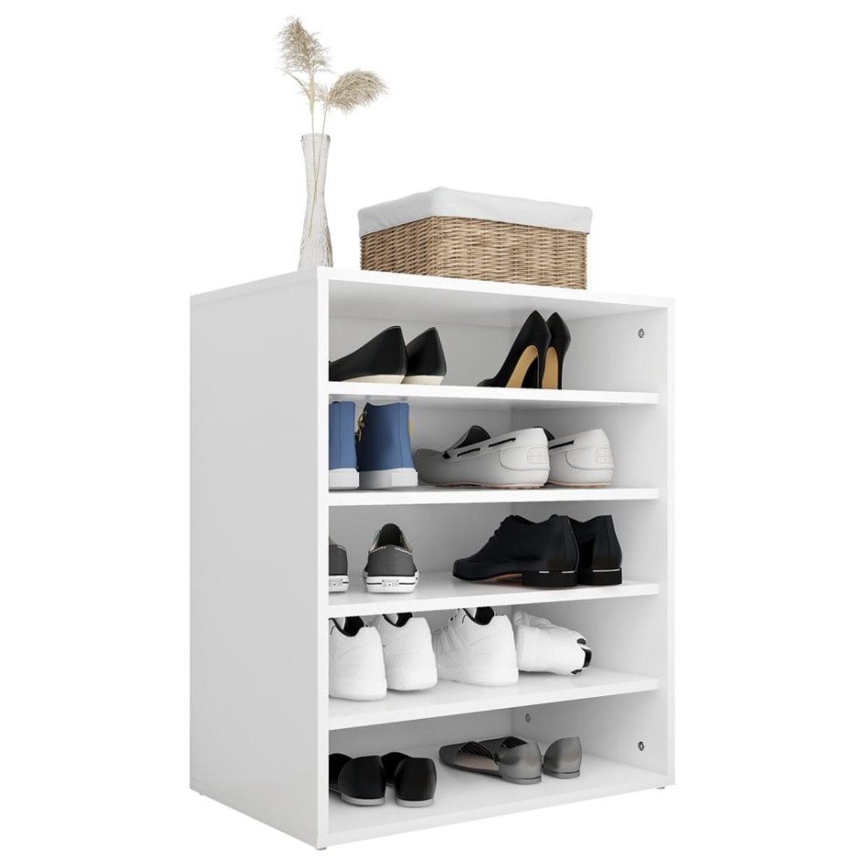 Mueble zapatero de madera contrachapada blanco 60x35x70