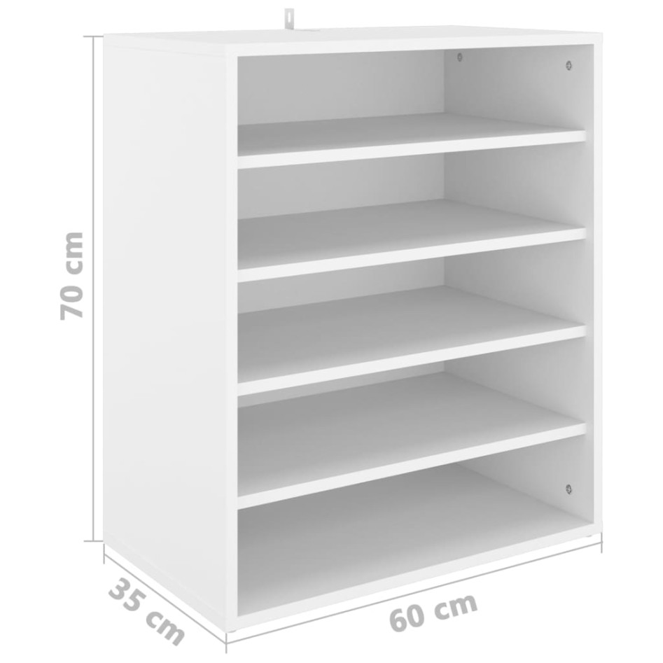 Mueble zapatero de madera contrachapada blanco 60x35x70