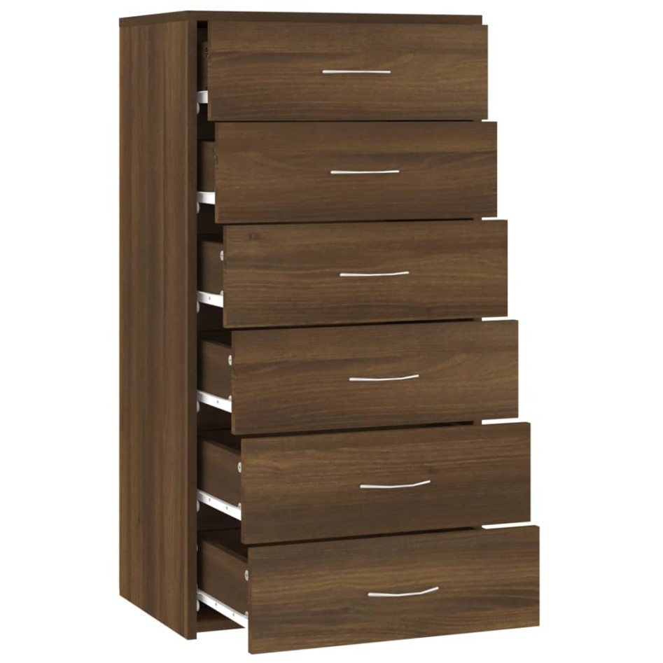 Aparador con 6 cajones contrachapado roble marrón 50x34x96