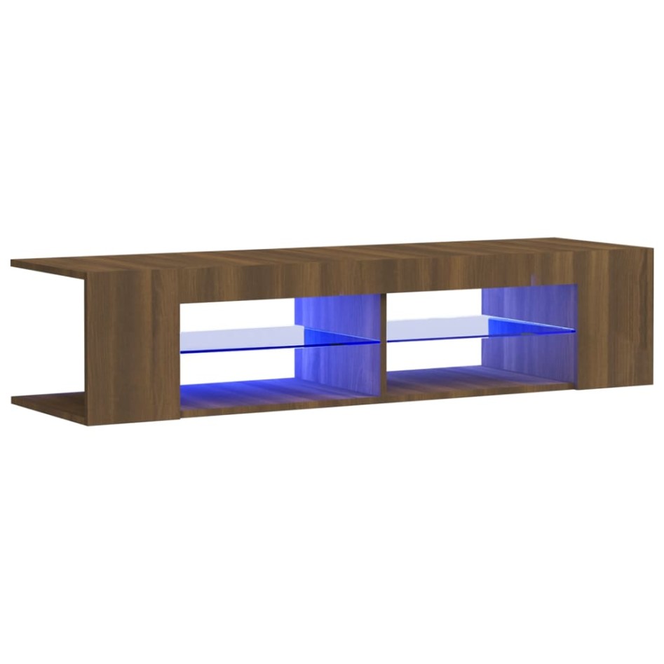 Mueble de TV con luces LED marrón roble 135x39x30