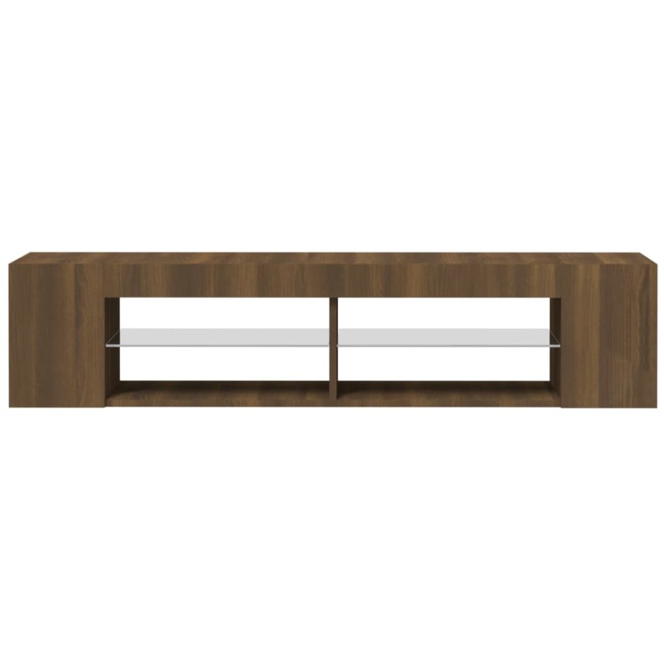 Mueble de TV con luces LED marrón roble 135x39x30