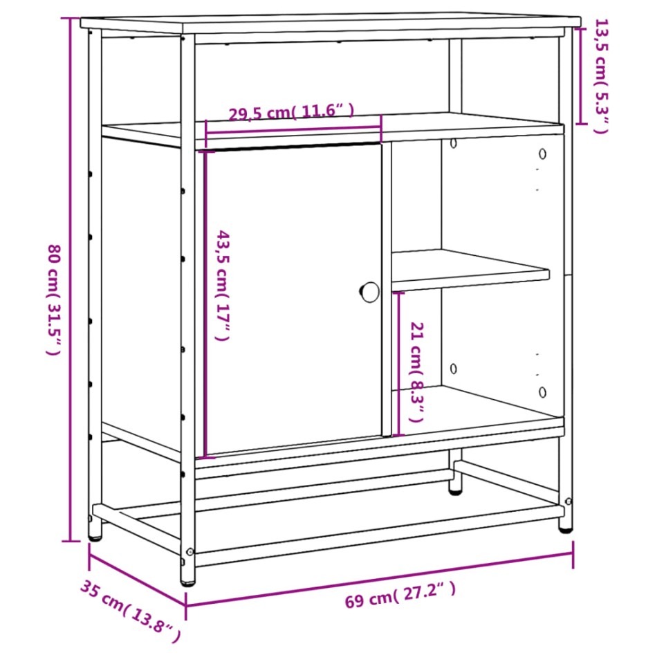 Aparador de madera de ingeniería roble Sonoma 69x35x80