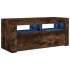 Mueble de TV con luces LED roble ahumado 90x35x40