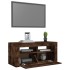 Mueble de TV con luces LED roble ahumado 90x35x40
