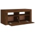 Mueble de TV con luces LED roble marrón 90x35x40