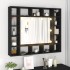 Mueble con espejo y luces LED negro 91x15x76,5