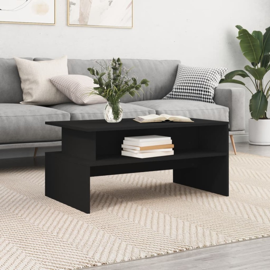 Mesa de centro madera de ingeniería negro 90x55x42,5