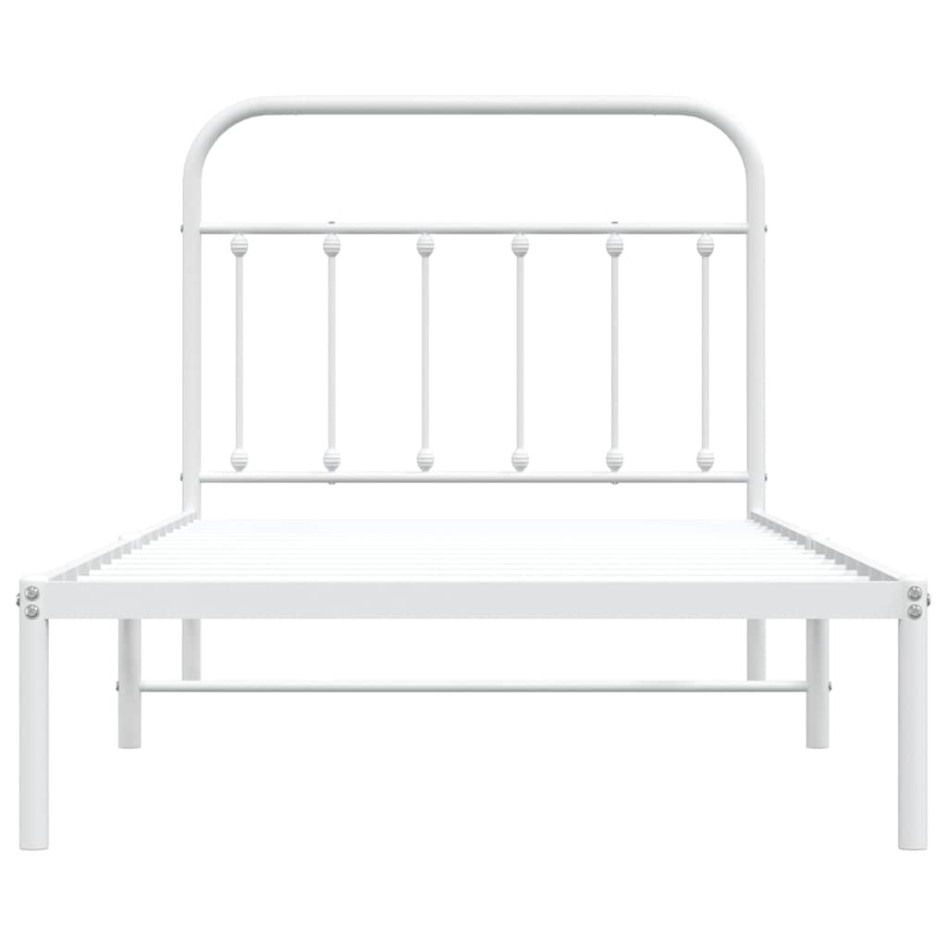 Estructura cama sin colchón con cabecero metal blanco