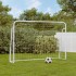 Portería fútbol con red acero y poliéster blanco 214x75x152