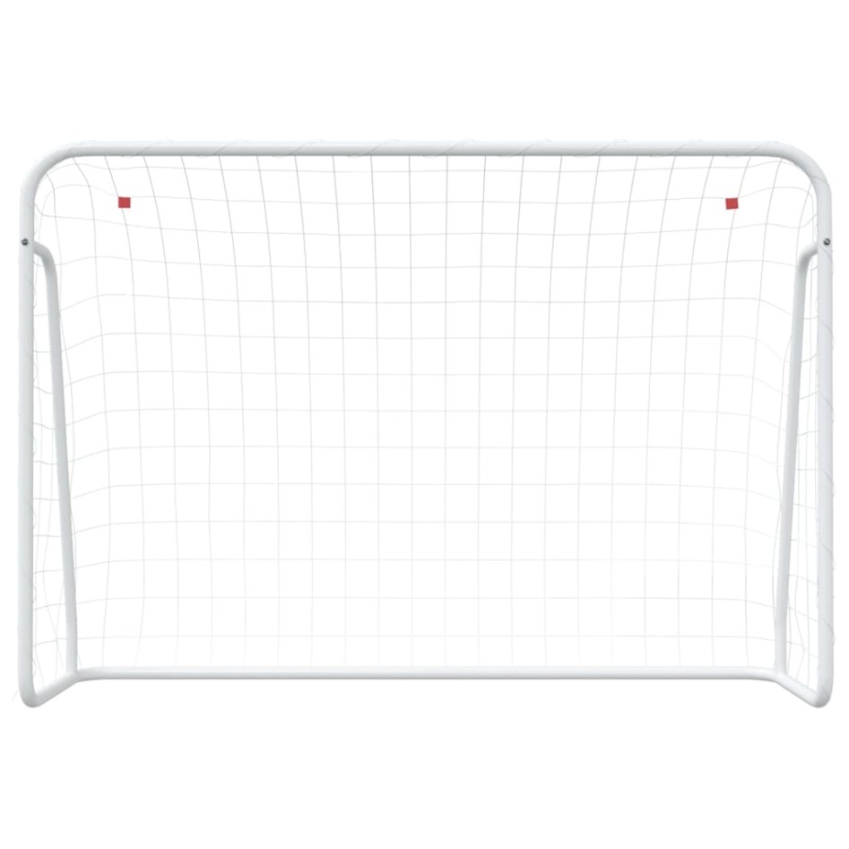 Portería fútbol con red acero y poliéster blanco 214x75x152