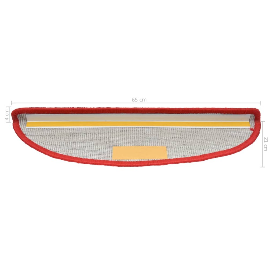 Alfombras de peldaños de escalera 15 uds rojo 65x21x4