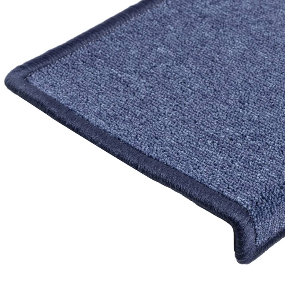 Alfombras de peldaños de escalera 15 uds azul 65x21x4