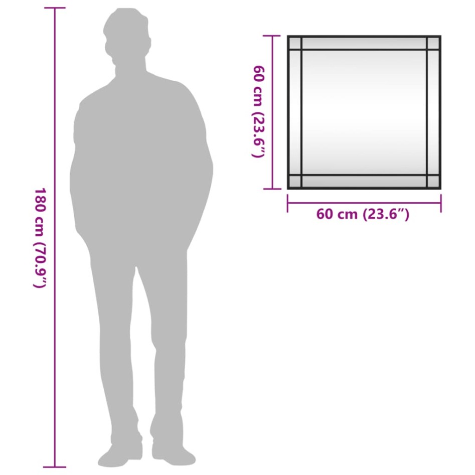 Espejo de pared cuadrado de hierro negro 60x60