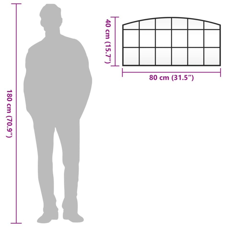 Espejo de pared arco de hierro negro 80x40