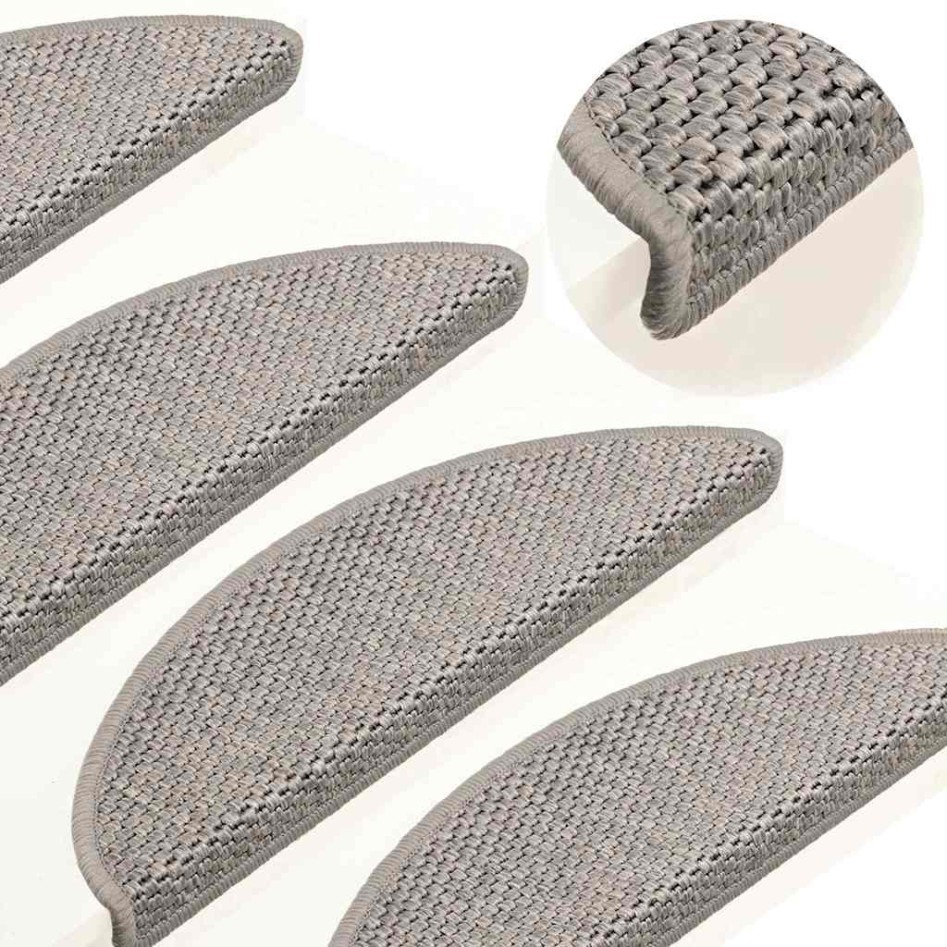 Alfombrillas autoadhesivas sisal 15 uds plateado 56x17x3