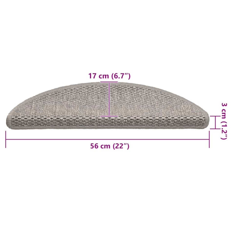 Alfombrillas autoadhesivas sisal 15 uds plateado 56x17x3