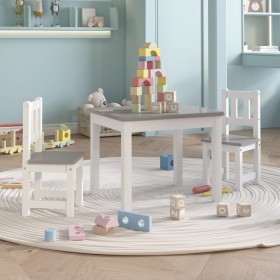 Mesa y sillas infantiles 3 piezas MDF blanco y