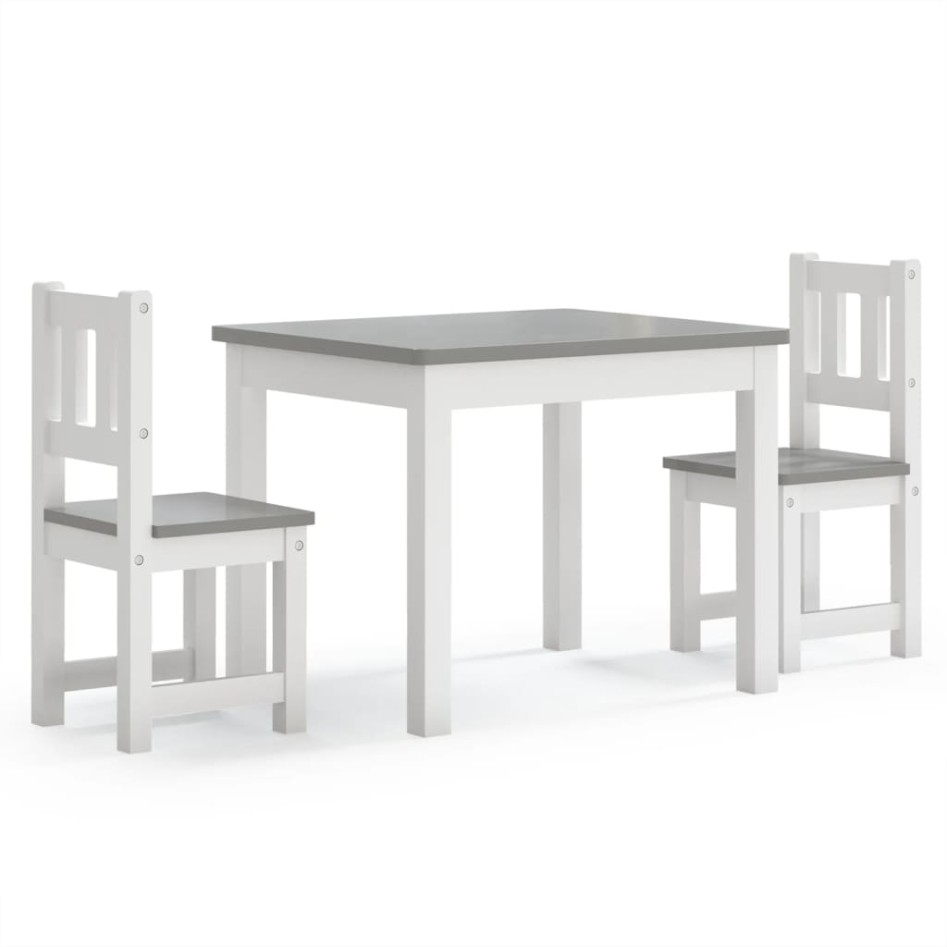 Mesa y sillas infantiles 3 piezas MDF blanco y