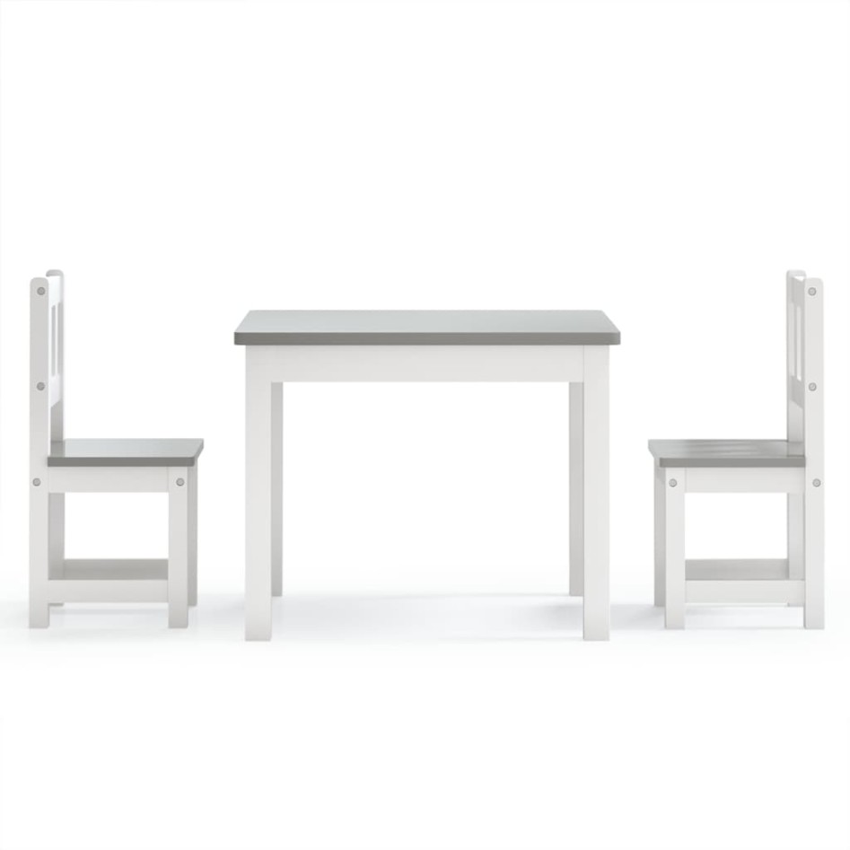 Mesa y sillas infantiles 3 piezas MDF blanco y