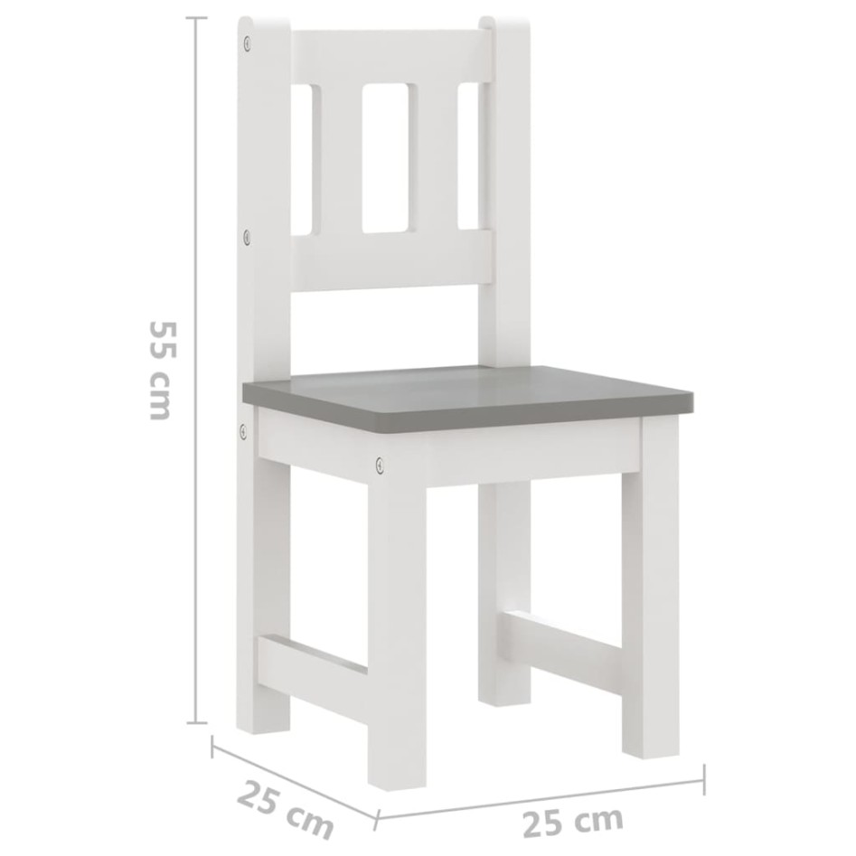 Mesa y sillas infantiles 3 piezas MDF blanco y