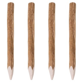 Postes de valla puntiagudos 4 uds madera de avellano 90