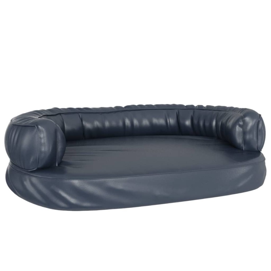 Cama para perros de espuma cuero sintético azul oscuro 88x65