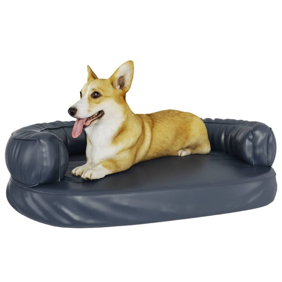 Cama para perros de espuma cuero sintético azul oscuro 88x65