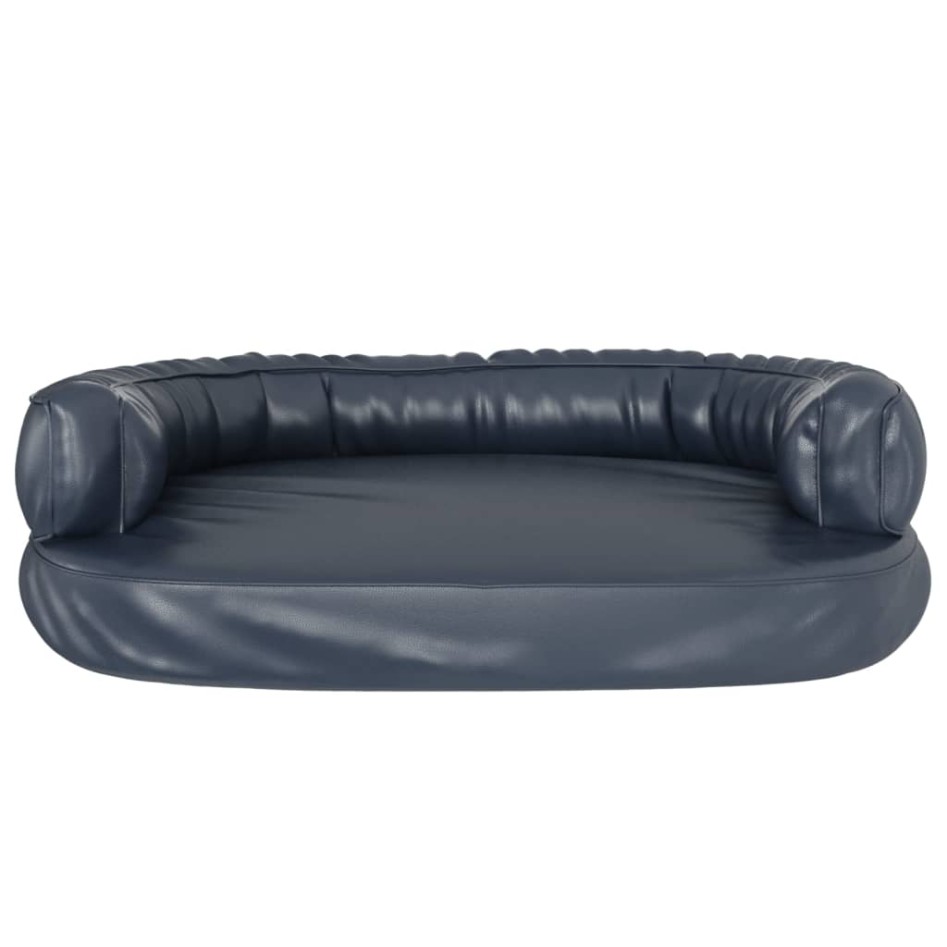 Cama para perros de espuma cuero sintético azul oscuro 88x65