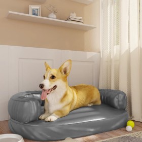 Cama para perros de espuma cuero sintético gris 75x53