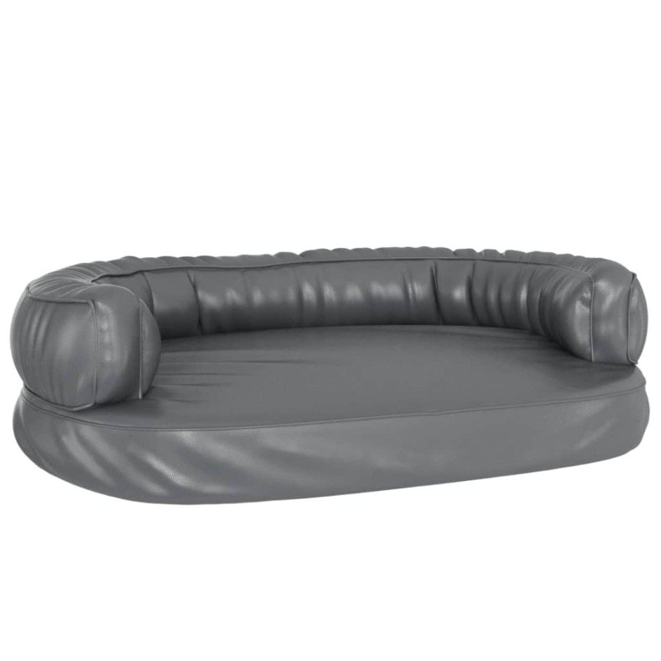 Cama para perros de espuma cuero sintético gris 75x53