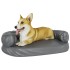 Cama para perros de espuma cuero sintético gris 75x53