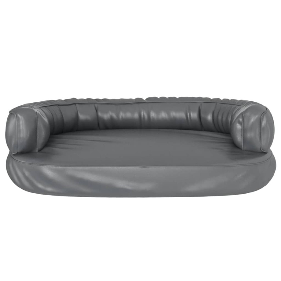 Cama para perros de espuma cuero sintético gris 75x53