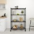 Estante almacenaje 4 niveles ruedas 90x35x142cm negro