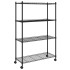 Estante almacenaje 4 niveles ruedas 90x35x142cm negro