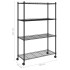 Estante almacenaje 4 niveles ruedas 90x35x142cm negro