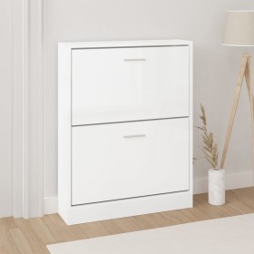 Mueble zapatero madera contrachapada blanco brillo 59x17x81